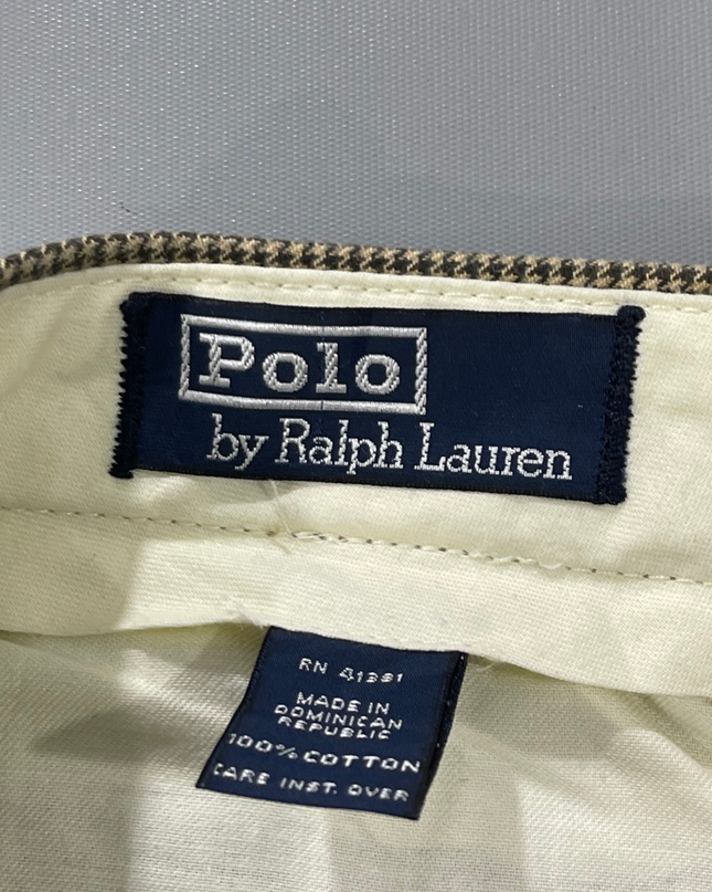 Polo by Ralph Lauren Brown Micro-Check Pleated Cotton Pants