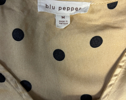 Blu Pepper Tan with Black Polka Dots Blouse