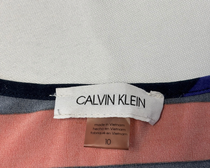 Calvin Klein Multi-color Striped A-Line Sleeveless Dress