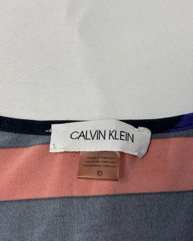 Calvin Klein Multi-color Striped A-Line Sleeveless Dress