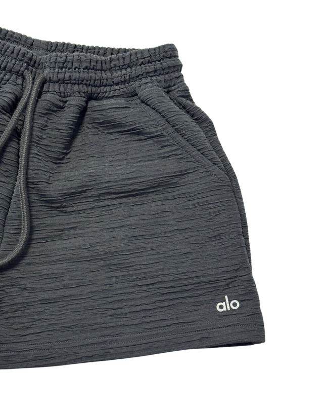Alo Yoga Black Textured Drawstring Shorts