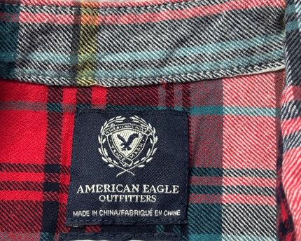 American Eagle Outfitters Red Plaid Favorite Fit Flannel Shirt