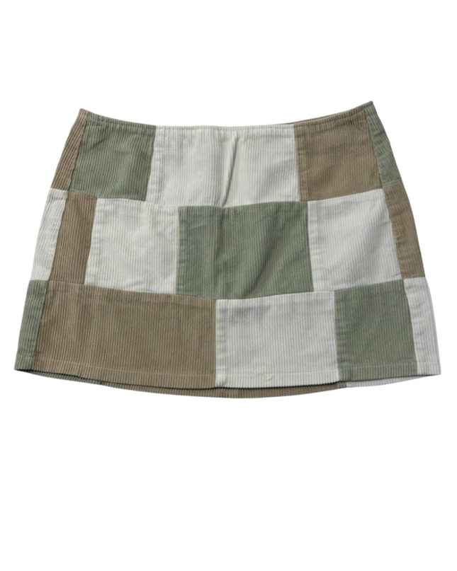 Bershka Multicolor Patchwork Corduroy Mini Skirt