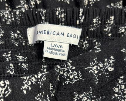 American Eagle Black Ditsy Floral Tie-Shoulder Mini Dress