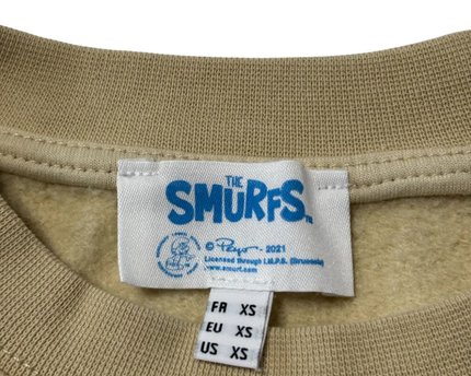 The Smurfs Beige Embroidered Graphic Sweatshirt