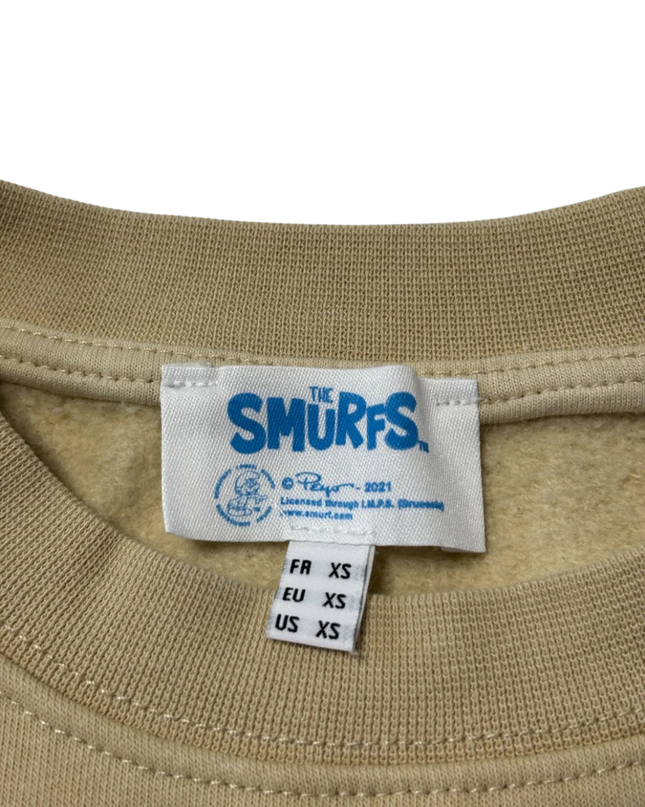 The Smurfs Beige Embroidered Graphic Sweatshirt
