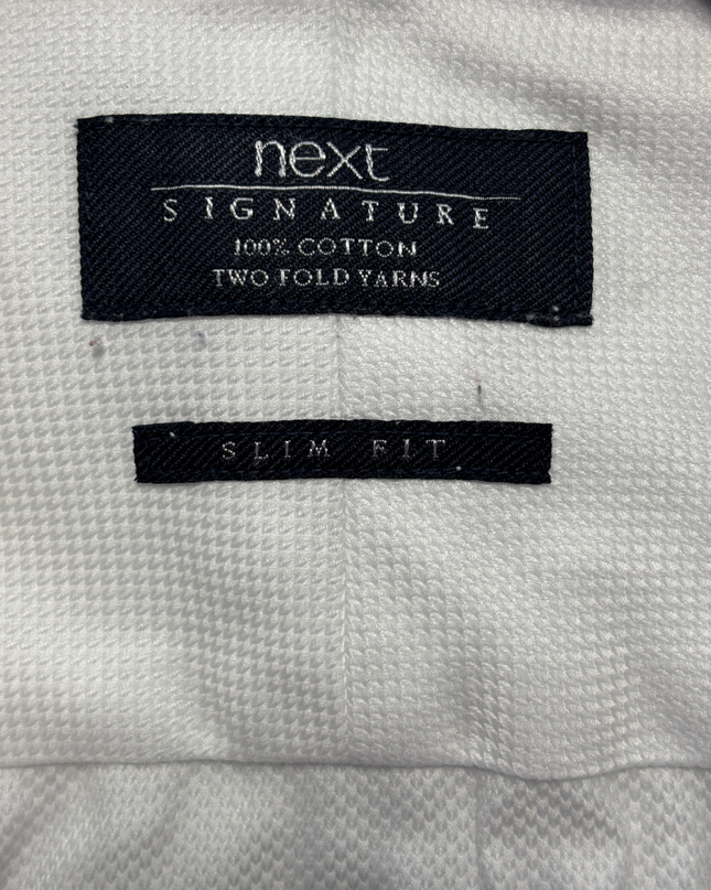 Next Signature Men's White Slim Fit Textured Cotton Dress Shirt
