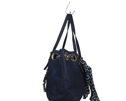 Michael Kors Navy Blue Tote Bag with Scarf Detail