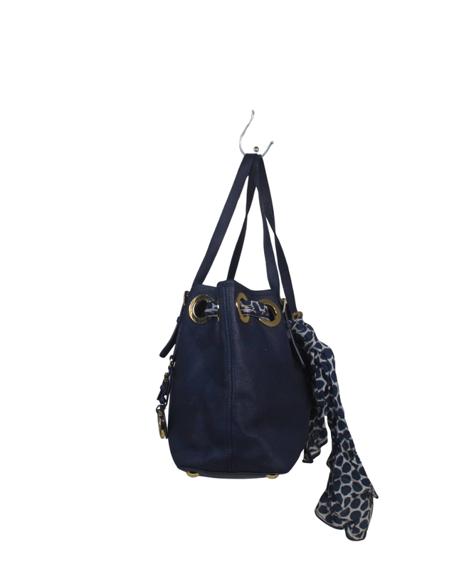 Michael Kors Navy Blue Tote Bag with Scarf Detail