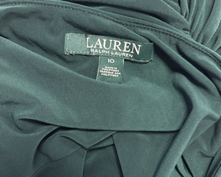 Lauren Ralph Lauren Green One-Shoulder Ruched Maxi Gown