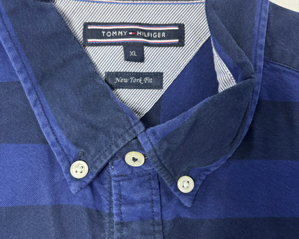 Tommy Hilfiger Blue Striped Long-Sleeve Button-Down Shirt