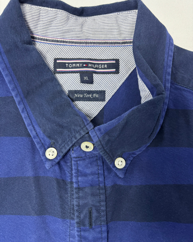 Tommy Hilfiger Blue Striped Long-Sleeve Button-Down Shirt