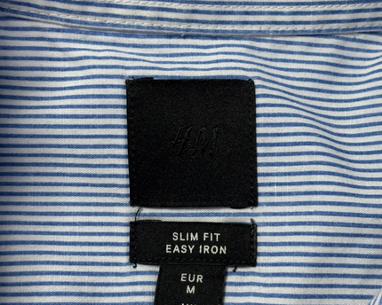 H&M Blue/White Striped Slim Fit Easy Iron Shirt