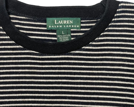 Lauren Ralph Lauren Black/White Striped Rib-Knit Sweater