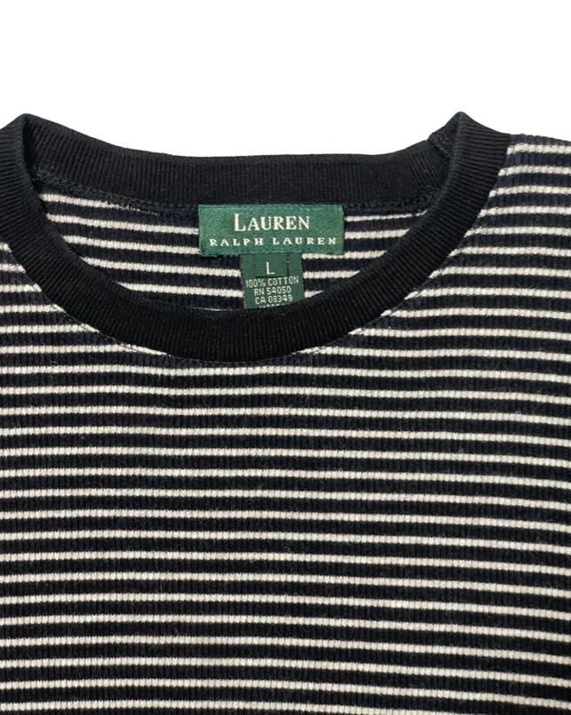 Lauren Ralph Lauren Black/White Striped Rib-Knit Sweater