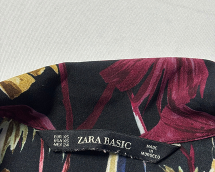 Zara Black Floral Short Sleeve Belted Jumpsuit