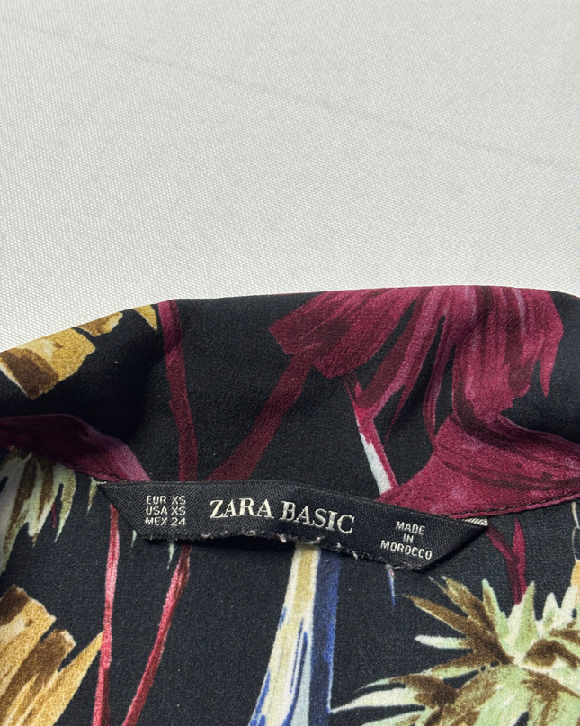Zara Black Floral Short Sleeve Belted Jumpsuit