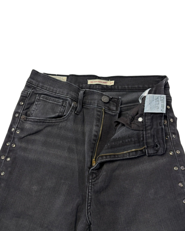Levi's Black Mile High Super Skinny Studded Jeans