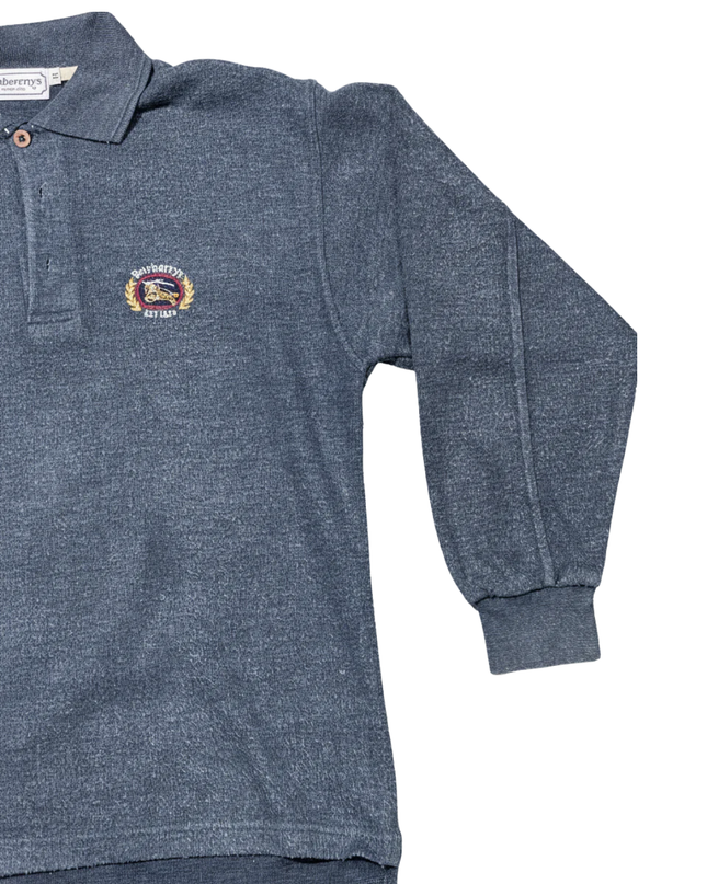 Burberrys Navy Blue Vintage Long Sleeve Polo Shirt