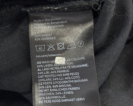H&M Black Linen Blend Oversized V-Neck Blouse