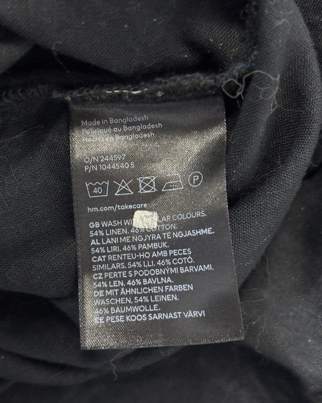 H&M Black Linen Blend Oversized V-Neck Blouse