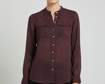 Tommy Hilfiger Maroon Patterned Long Sleeve Button-Down Shirt
