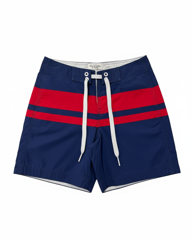 Abercrombie & Fitch Blue/Red Striped Board Shorts