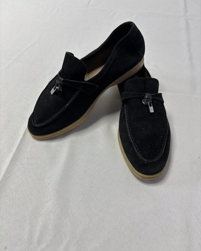 Loro Piana Black Summer Walk Charm Loafers