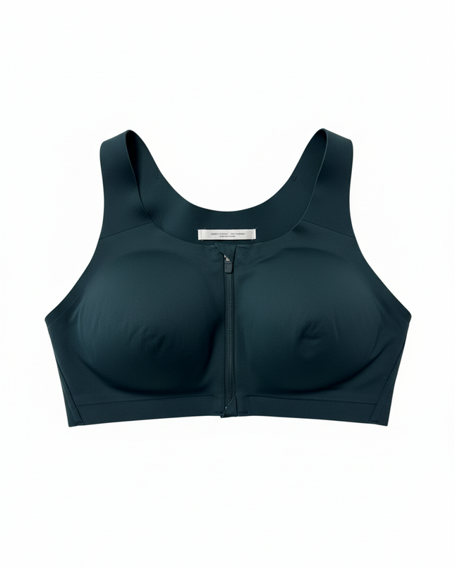 Lululemon Dark Green Enlite Front-Zip Sports Bra