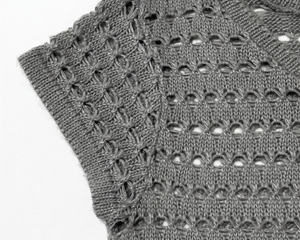 Sweater Project Grey Open-Knit Metallic Cap Sleeve Sweater