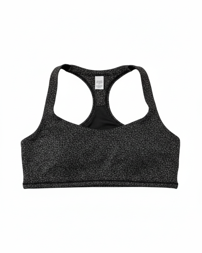 Lululemon Black and White Marled Strappy Back Sports Bra