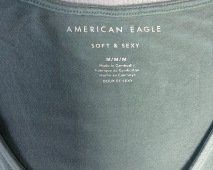American Eagle Green Soft & Sexy Tie-Front Button Down Top