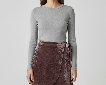 American Eagle Mauve Velvet Wrap Mini Skirt