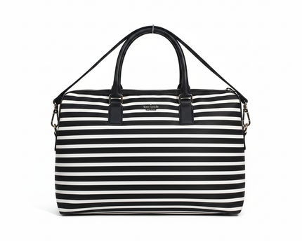 Kate Spade Black and White Striped Satchel Bag