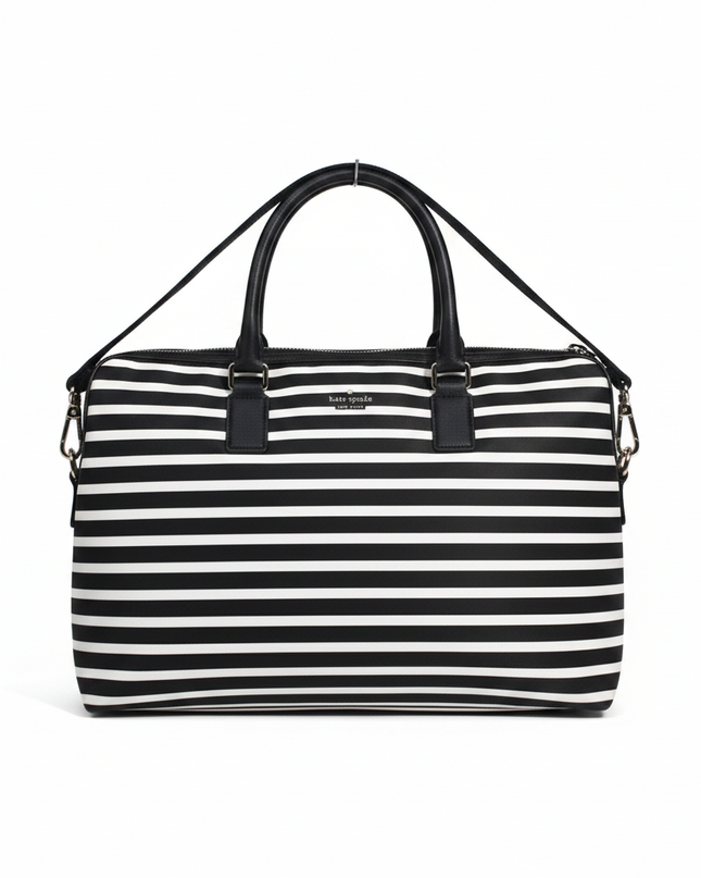 Kate Spade Black and White Striped Satchel Bag