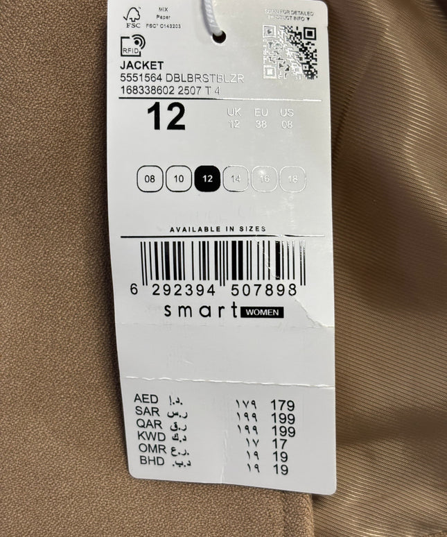 Splash Tan Double-Breasted Blazer Jacket | With Tag