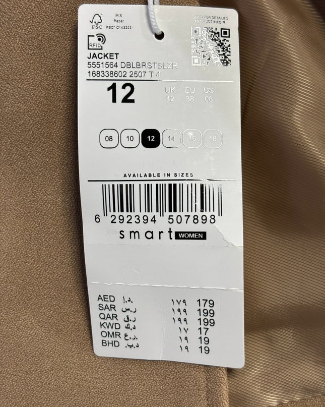 Splash Tan Double-Breasted Blazer Jacket | With Tag