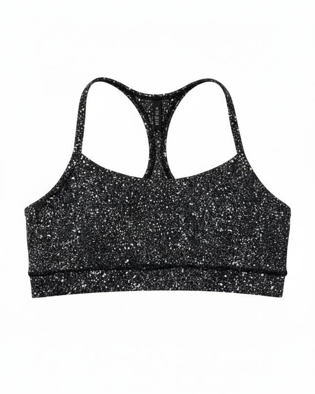 Lululemon Black/White Speckled Y-Back Sports Bra