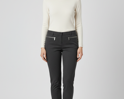 Michael Kors Dark Grey Slim Fit Zipper Detail Pants