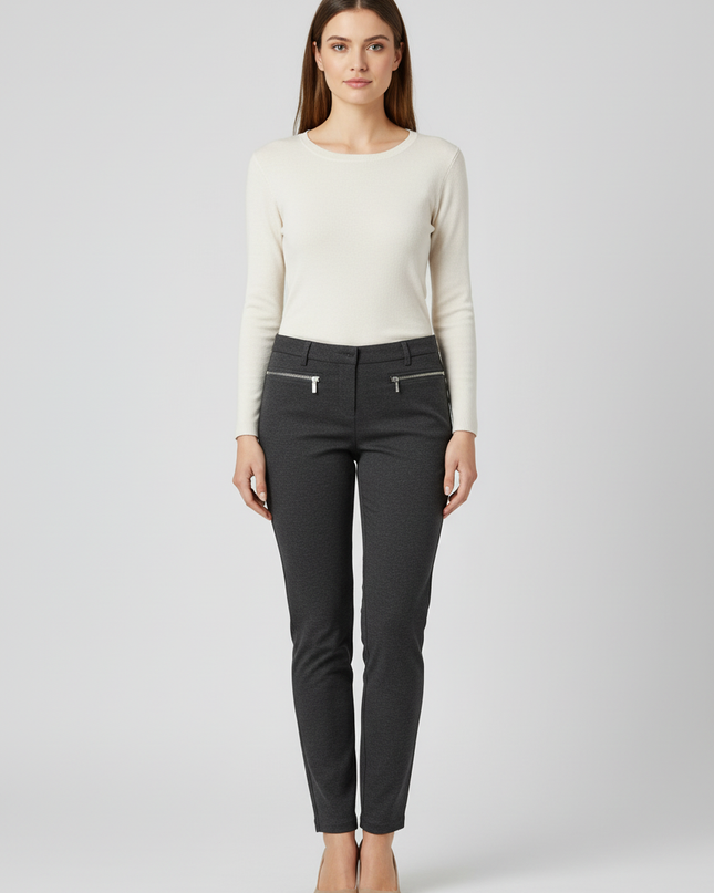 Michael Kors Dark Grey Slim Fit Zipper Detail Pants