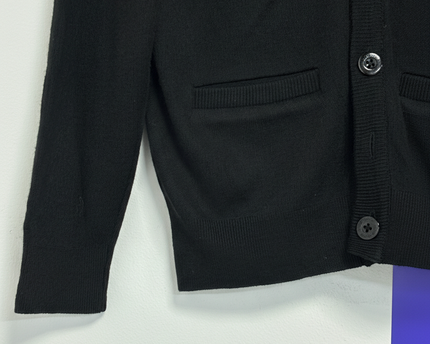 Fred Perry Black Classic V-Neck Button-Up Cardigan