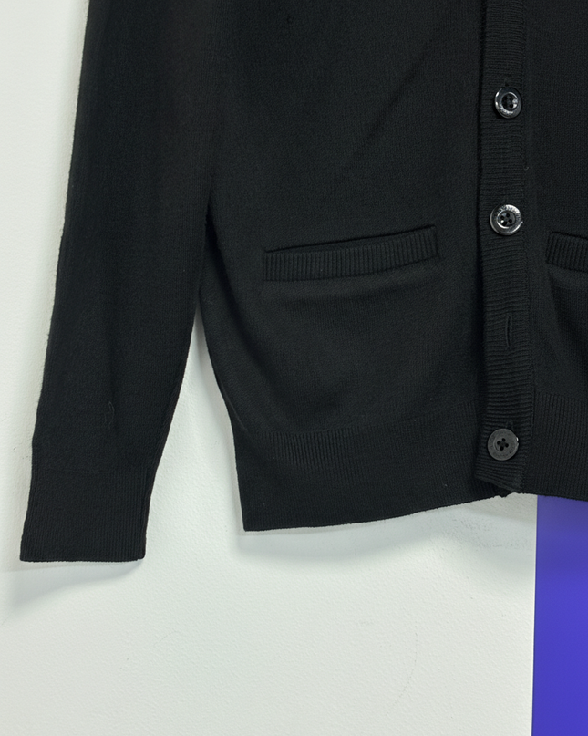 Fred Perry Black Classic V-Neck Button-Up Cardigan