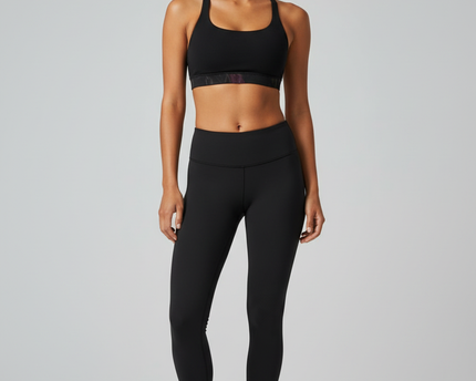 Lululemon Black Strappy Back Sports Bra with Floral Print Band