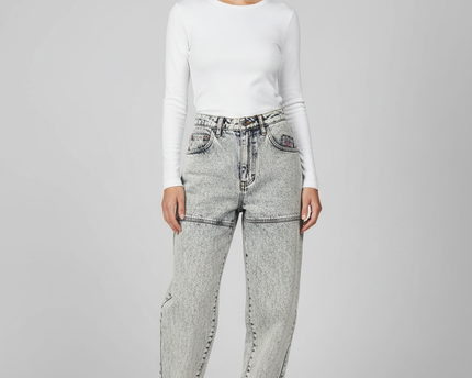 Get Used by Elie Acid Wash Blue Vintage High-Waisted Tapered Jeans