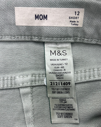 M&S Mint Green Mom Jeans - L | Waist: 30