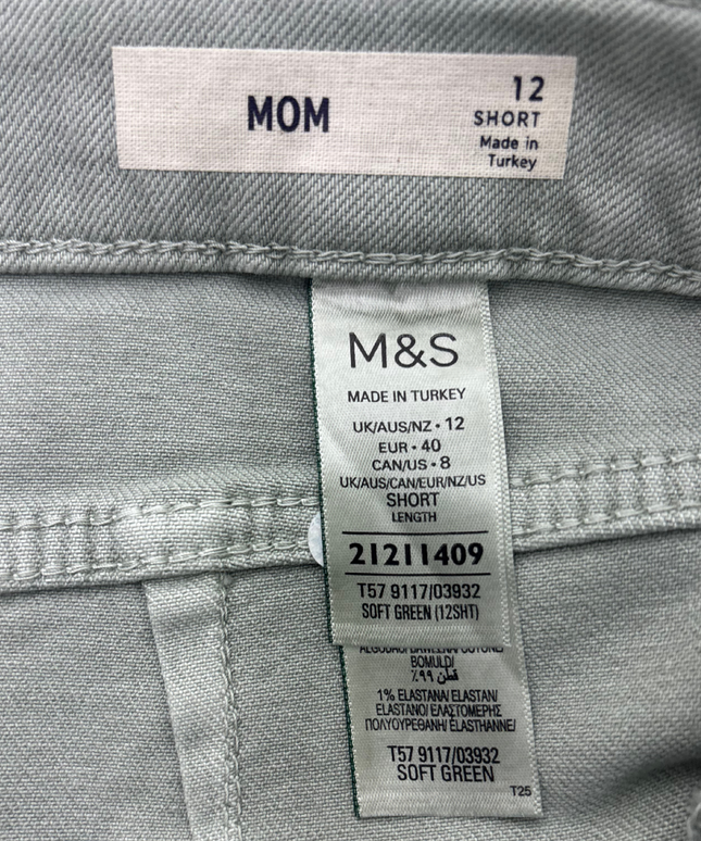 M&S Mint Green Mom Jeans - L | Waist: 30