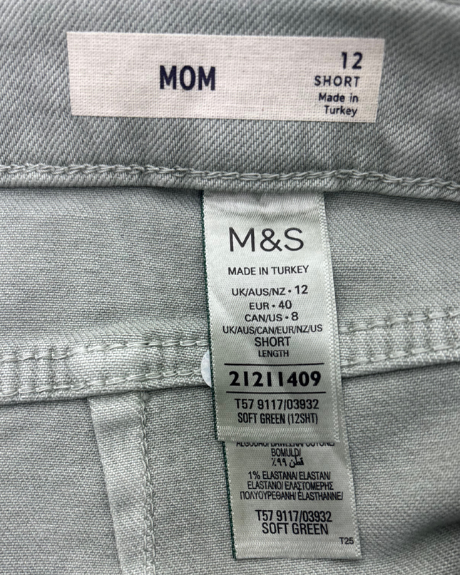 M&S Mint Green Mom Jeans - L | Waist: 30