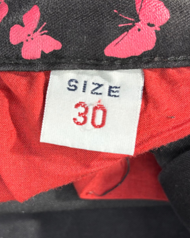 Cash Money Black Acid Wash Jeans – Rhinestone Torch & Butterfly Detail - M | Waist: 30