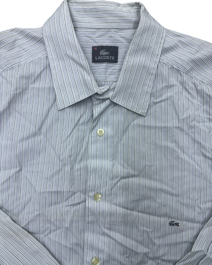 Lacoste Button-Up Shirt - White Striped - XL