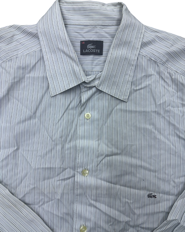 Lacoste Button-Up Shirt - White Striped - XL